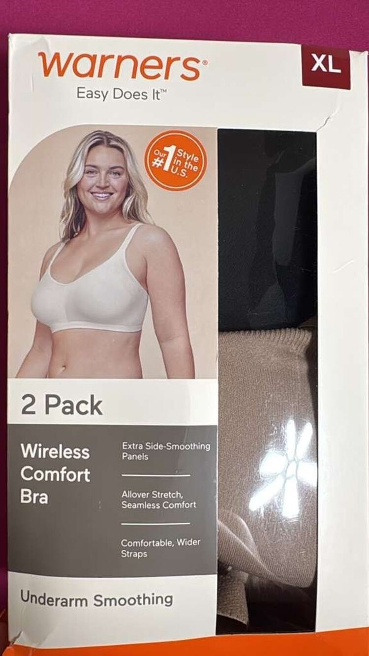 Warners Easy Does It Wireless Comfort Bra 2‑Pack – Beige Black Size XL